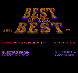 Best of the Best Championship Karate title screen for NES